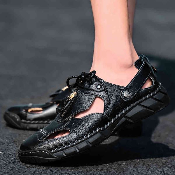 slippers 2021 summer fashion breathable men's sandals casual beach shoes genuine leather sandalias outdoor footwear y050, Black
slippers 2021 summer fashion breathable men's sandals casual beach shoes genuine leather sandalias outdoor footwear y050, Black