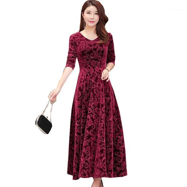 casual dresses women's spring autumn long sleeve flower velvet vintage ankle dress for women v-neck slim party pleated vestidos, Black;gray
casual dresses women's spring autumn long sleeve flower velvet vintage ankle dress for women v-neck slim party pleated vestidos, Black;gray
