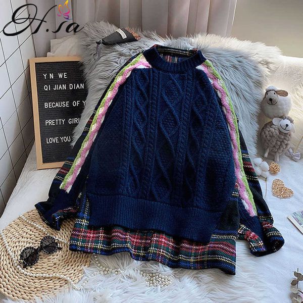 h.sa women long sweater and pullovers winter knit jumpers thick warm plaid christmas pull jumpers casual long sweater pull femme 210716, White;black
h.sa women long sweater and pullovers winter knit jumpers thick warm plaid christmas pull jumpers casual long sweater pull femme 210716, White;black