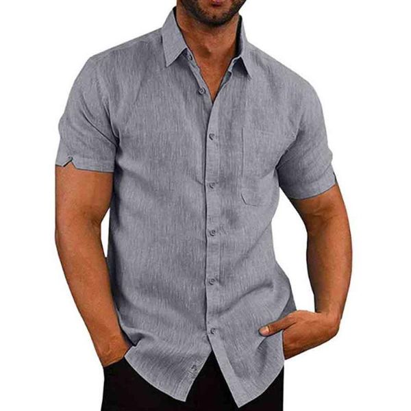 men short sleeve solid linen button down shirt male summer leisure turndown collar breathable slim pocket blouse men's casual shirts, White;black
men short sleeve solid linen button down shirt male summer leisure turndown collar breathable slim pocket blouse men's casual shirts, White;black