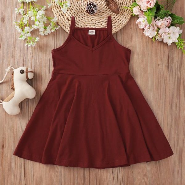 girl's dresses summer grils solid color sleeveless sling dress holiday baby girl casual beach middle length children clothes, Red;yellow
girl's dresses summer grils solid color sleeveless sling dress holiday baby girl casual beach middle length children clothes, Red;yellow