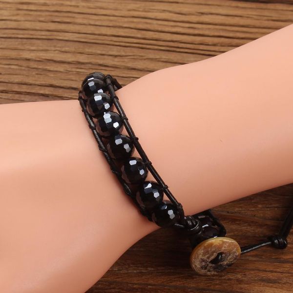 beaded, strands fashion bracelet more color semi-precious stone hand knitted adjustable cowhide rope men women jewelry gift, Black
beaded, strands fashion bracelet more color semi-precious stone hand knitted adjustable cowhide rope men women jewelry gift, Black