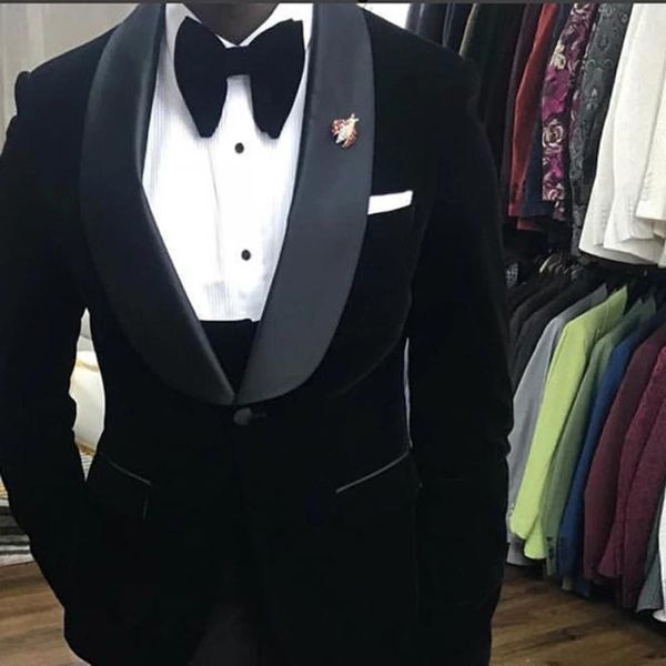 men's suits & blazers black velvet costume homme men 3 pcs shawl lapel grooms wedding tuxedos terno masculino slim fit prom jacket+pant, White;black
men's suits & blazers black velvet costume homme men 3 pcs shawl lapel grooms wedding tuxedos terno masculino slim fit prom jacket+pant, White;black