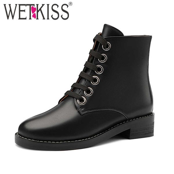 wetkiss arrive ankle boots genuine leather cross tied short booties chunky heel shoes women lace up big size 33-45 210630, Black
wetkiss arrive ankle boots genuine leather cross tied short booties chunky heel shoes women lace up big size 33-45 210630, Black