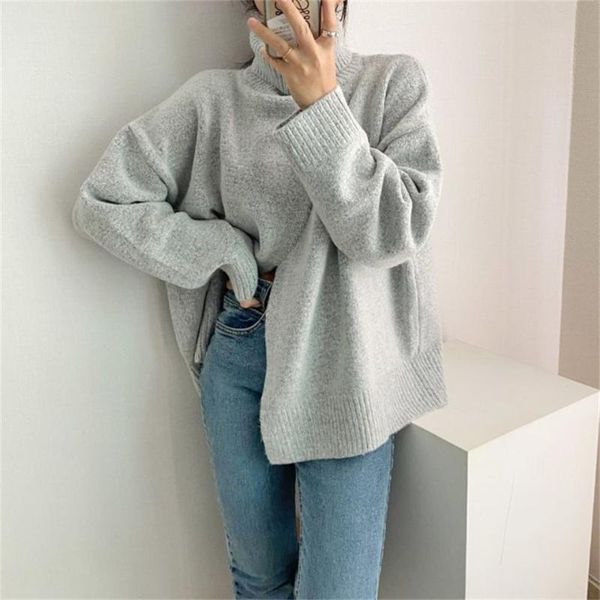 women's sweaters harajuku oversize split casual pure color women gentle turtleneck winter 2021 comfortable warm knitted pullover, White;black
women's sweaters harajuku oversize split casual pure color women gentle turtleneck winter 2021 comfortable warm knitted pullover, White;black
