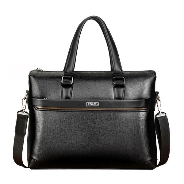 men's business leather briefcase bags single shoulder handle document lapbag male handbag totes briefcases