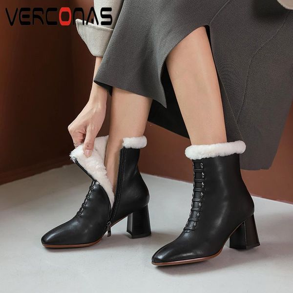 boots verconas female autumn winter warm wool ankle for women genuine leather shoes woman rivet high heels office lady, Black
boots verconas female autumn winter warm wool ankle for women genuine leather shoes woman rivet high heels office lady, Black