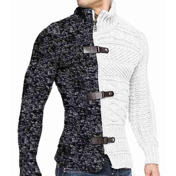 wepbel leather ring long sve zipper turtleneck men's color matching cardigan jumpers autumn sweaters, White;black
wepbel leather ring long sve zipper turtleneck men's color matching cardigan jumpers autumn sweaters, White;black