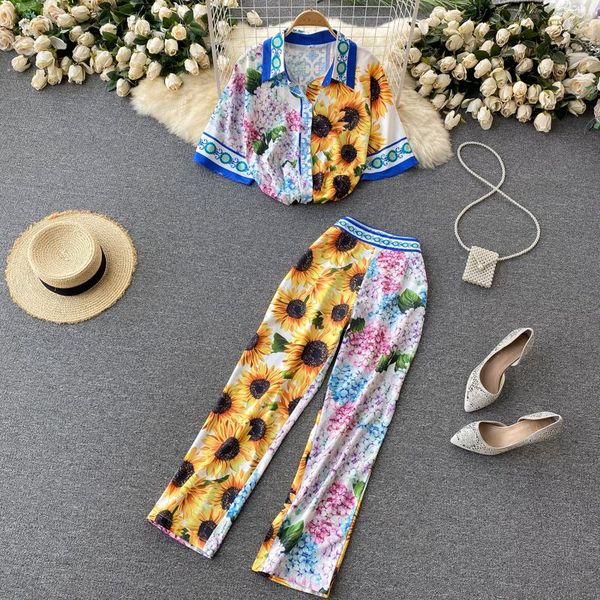 women's two piece pants ins holiday fashion summer short-sleeved print shirts + contrast stitching wide-leg sets t191, White
women's two piece pants ins holiday fashion summer short-sleeved print shirts + contrast stitching wide-leg sets t191, White