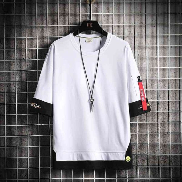men's summer fashion brand embroidered fake two-piece youth street hip hop round neck cotton t-shirt men's wear, White;black
men's summer fashion brand embroidered fake two-piece youth street hip hop round neck cotton t-shirt men's wear, White;black