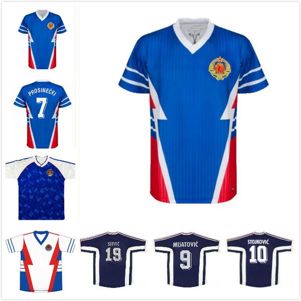 world cup 1990 1991 yugoslavia retro soccer jersey 1998 1999 2000 home blue away white #9 milosevic #10 stojkovic vintage classic football s, Black;yellow
world cup 1990 1991 yugoslavia retro soccer jersey 1998 1999 2000 home blue away white #9 milosevic #10 stojkovic vintage classic football s, Black;yellow