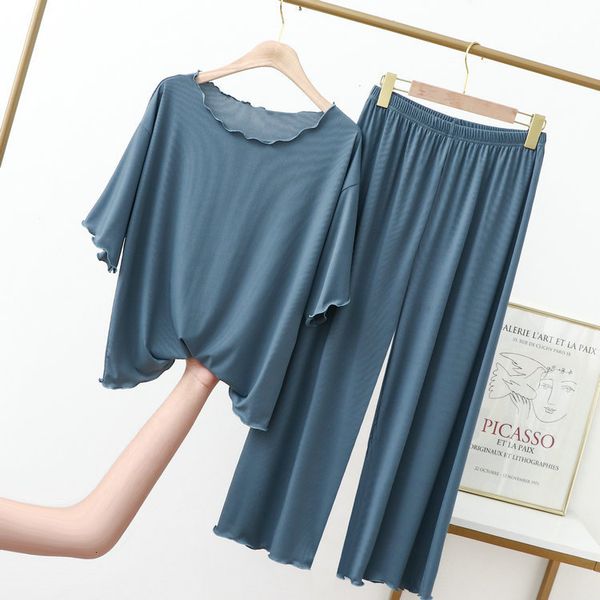 women's sleepwear casual loose women's pajamas set spring summer modal sleepwear short sleeve ice silk pijamas nine point pant two, Black;red
women's sleepwear casual loose women's pajamas set spring summer modal sleepwear short sleeve ice silk pijamas nine point pant two, Black;red