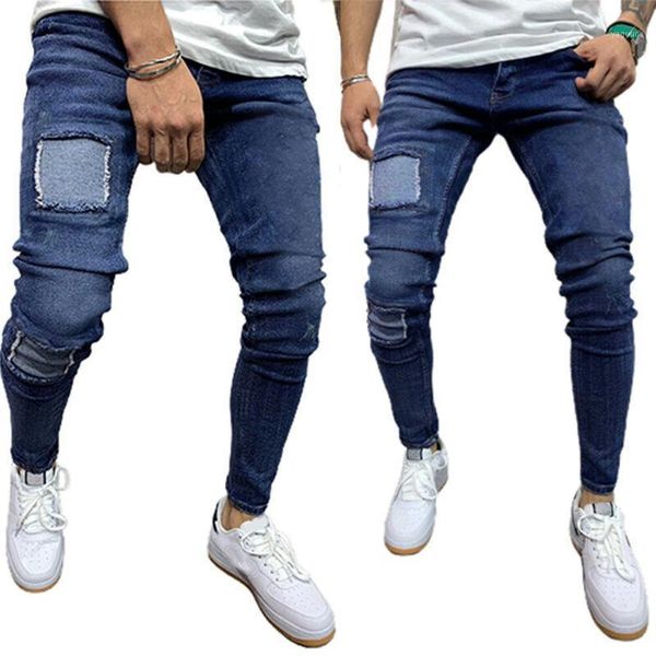 men's jeans fashion slim fit solid scratched skinny denim distressed stretchy pencil pants ripped full length trousers 2021, Blue
men's jeans fashion slim fit solid scratched skinny denim distressed stretchy pencil pants ripped full length trousers 2021, Blue