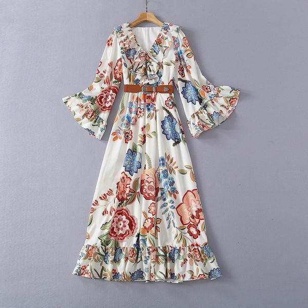 dresses european and american women's clothing spring 2021 long sleeve ruffled v-neck fashionable flower print belt dress 4let, Black;gray
dresses european and american women's clothing spring 2021 long sleeve ruffled v-neck fashionable flower print belt dress 4let, Black;gray