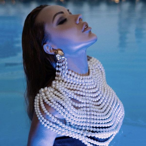 women's polos pearl shoulder chain shawl 2021 fashion ladies round neck cloak sleeve women elegant, White
women's polos pearl shoulder chain shawl 2021 fashion ladies round neck cloak sleeve women elegant, White