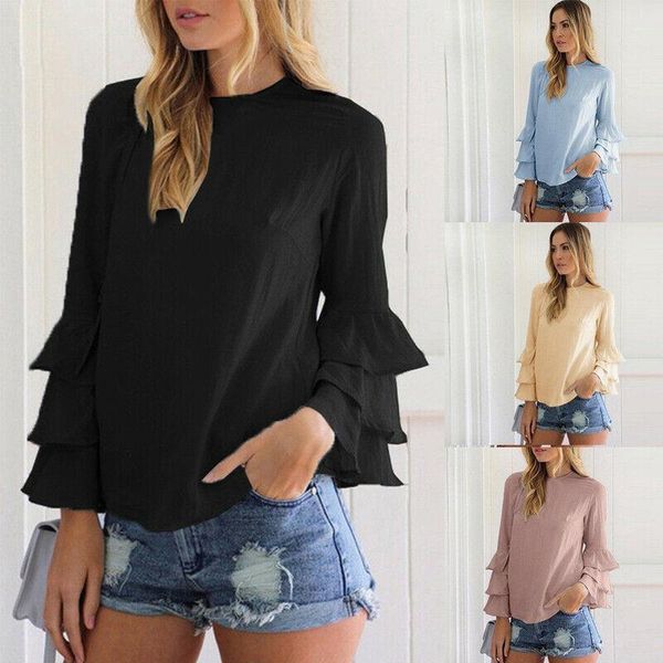 ladies fashion ruffles shirts long sleeve deep o neck female summer office clothes women's blouses &, White
ladies fashion ruffles shirts long sleeve deep o neck female summer office clothes women's blouses &, White