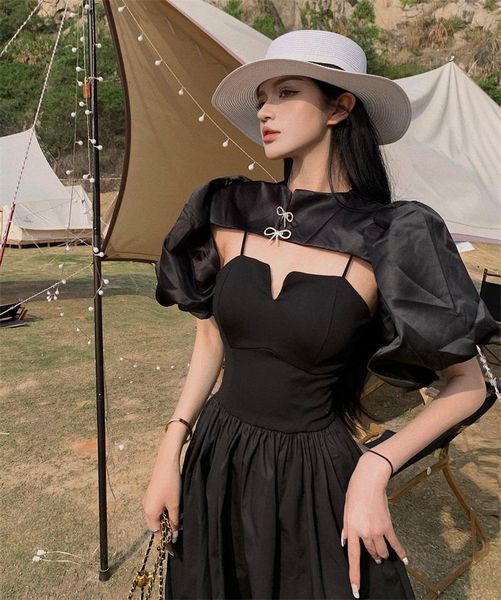 casual dresses suspender dress women's 2021 summer slim waist temperament short sleeve black fashion, Black;gray
casual dresses suspender dress women's 2021 summer slim waist temperament short sleeve black fashion, Black;gray