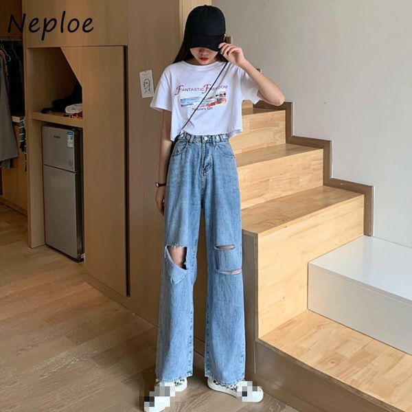 women's jeans neploe women summer 2021 solid hole zipper high waist denim pants loose casual wide leg straight trousers 1e128, Blue
women's jeans neploe women summer 2021 solid hole zipper high waist denim pants loose casual wide leg straight trousers 1e128, Blue
