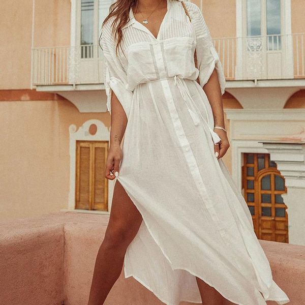 women's swimwear beach dress kaftan cover bikini swim pareo tunic cotton white up bathing suit pareos camisa do 2021 kimono brode women, White;black
women's swimwear beach dress kaftan cover bikini swim pareo tunic cotton white up bathing suit pareos camisa do 2021 kimono brode women, White;black