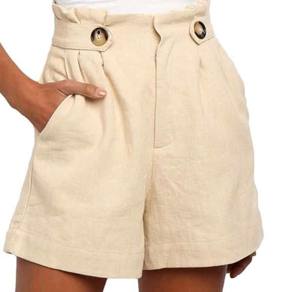 women's shorts women 2021 summer casual solid cotton linen high waist loose elastic two pockets soft female, White;black
women's shorts women 2021 summer casual solid cotton linen high waist loose elastic two pockets soft female, White;black