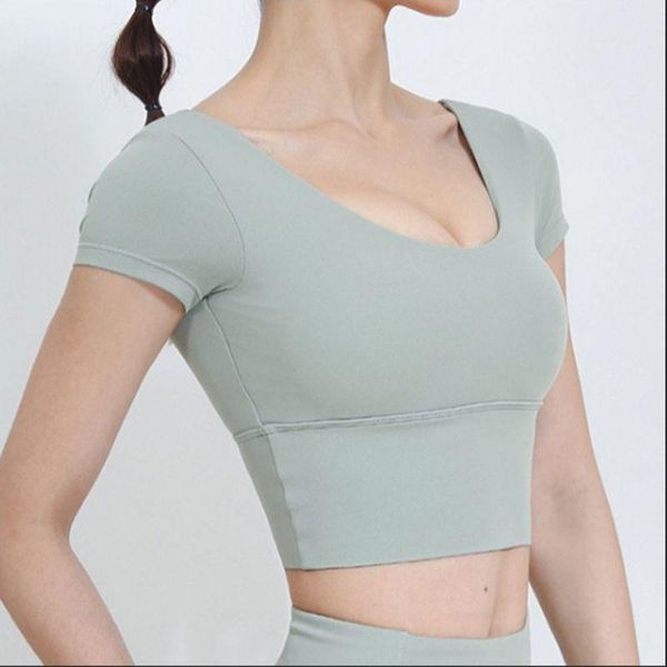 yoga outfit women's t-shirt v-shaped beauty back clothes nude bodybuilding gym wear short-sleeved vest with chest pad sports
yoga outfit women's t-shirt v-shaped beauty back clothes nude bodybuilding gym wear short-sleeved vest with chest pad sports