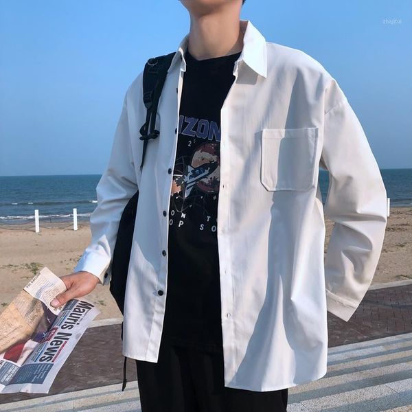 spring and autumn shirt men korean fashion loose business casual formal harajuku streetwear long-sleeved, White;black
spring and autumn shirt men korean fashion loose business casual formal harajuku streetwear long-sleeved, White;black
