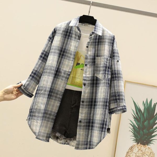 women's blouses & shirts long sleeve sunscreen plaid shirt loose coat summer outer match cardigan thin, White
women's blouses & shirts long sleeve sunscreen plaid shirt loose coat summer outer match cardigan thin, White
