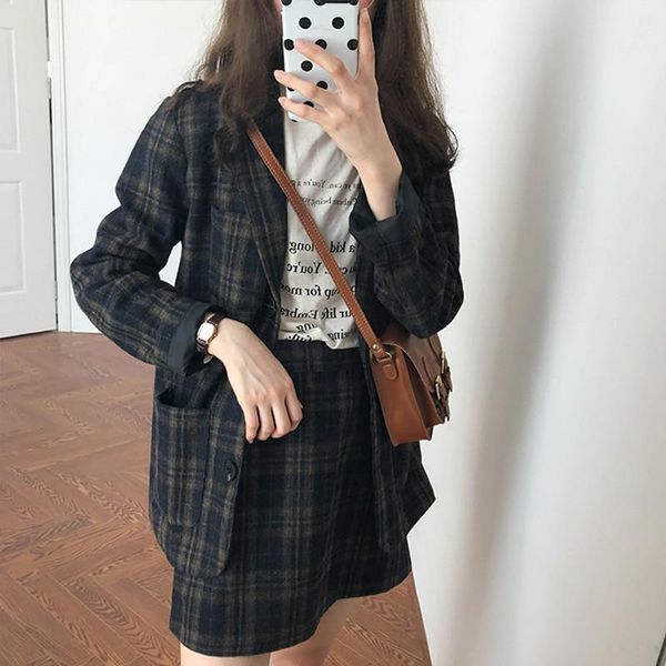 women's suits & blazers 2colors two piece skirt women vintage notched collar plaid blazer coat+ skirts suitswork business sets (x922), White;black
women's suits & blazers 2colors two piece skirt women vintage notched collar plaid blazer coat+ skirts suitswork business sets (x922), White;black