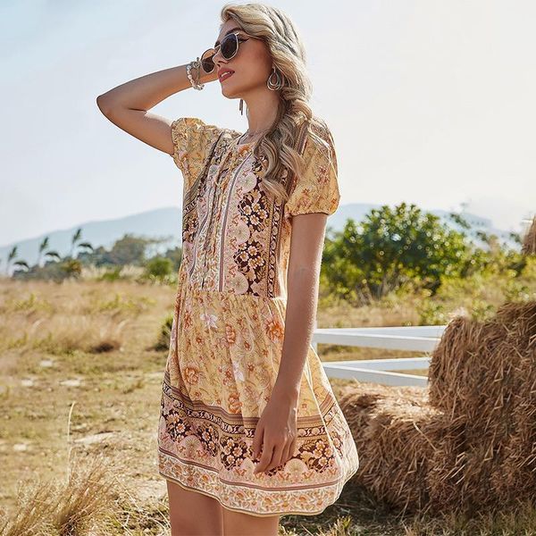 casual dresses 2021 floral dress women o-neck high waist short sleeve print for fashion summer trend party holiday, Black;gray
casual dresses 2021 floral dress women o-neck high waist short sleeve print for fashion summer trend party holiday, Black;gray