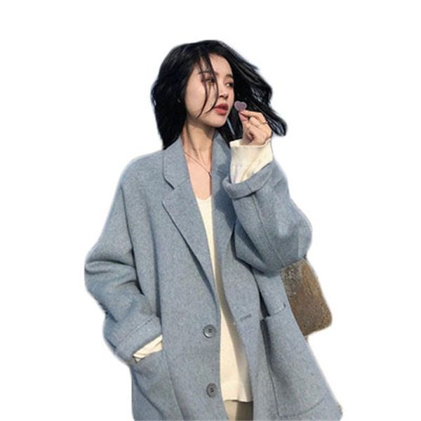 women's wool & blends woolen coat women autumn and winter 2021 mid-length student solid color loose long-sleeved fashion temperament ja, Black
women's wool & blends woolen coat women autumn and winter 2021 mid-length student solid color loose long-sleeved fashion temperament ja, Black