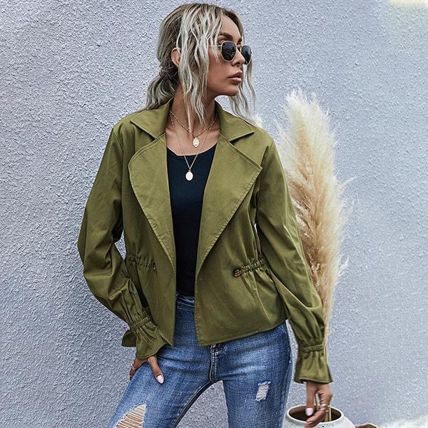 women's jackets 2021 autumn and winter clothing fashion collar bell sleeve temperament leisure army green long coat female, Black;brown
women's jackets 2021 autumn and winter clothing fashion collar bell sleeve temperament leisure army green long coat female, Black;brown