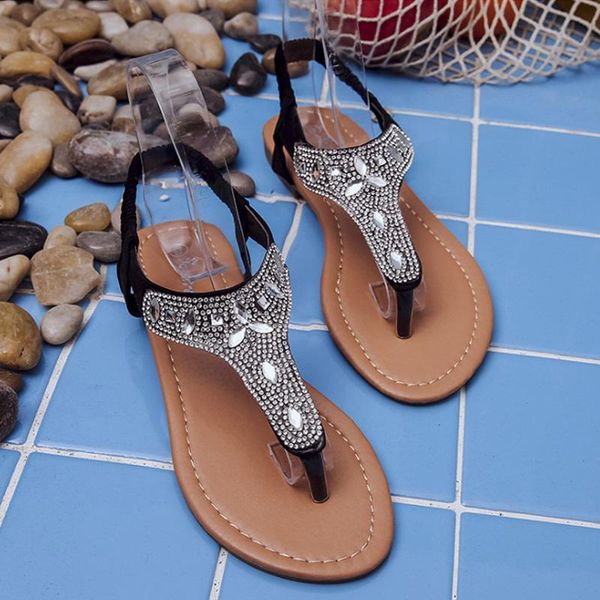 women's rhinestone flat sandals flip flops with beadeed crystal jeweled sandal shoes for women slippers, Black
women's rhinestone flat sandals flip flops with beadeed crystal jeweled sandal shoes for women slippers, Black