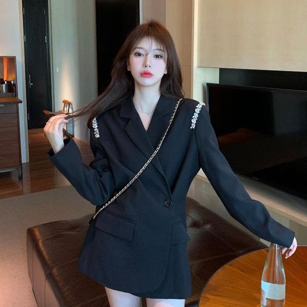 women's suits & blazers 2021 clothing autumn bright diamond blazer korean style solid color double breasted loose all-match jacket, White;black
women's suits & blazers 2021 clothing autumn bright diamond blazer korean style solid color double breasted loose all-match jacket, White;black