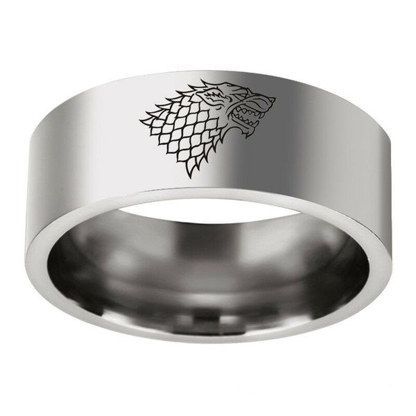 8mm house stark winterfell direwolf valyrian steel band gift for men jewelry size 6-13, Silver
8mm house stark winterfell direwolf valyrian steel band gift for men jewelry size 6-13, Silver