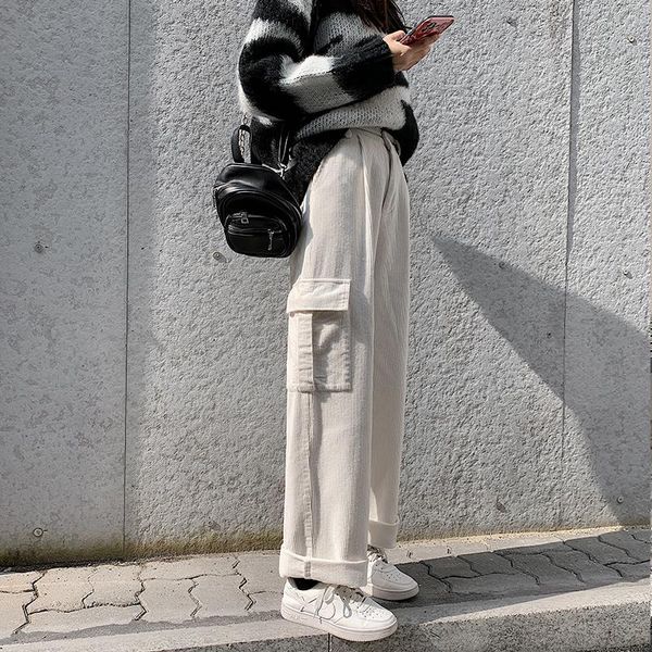 harajuku pocket patchwork high waist corduroy pant women streetwear straight trousers female cargo pants 2021 spring autumn women's & c, Black;white
harajuku pocket patchwork high waist corduroy pant women streetwear straight trousers female cargo pants 2021 spring autumn women's & c, Black;white