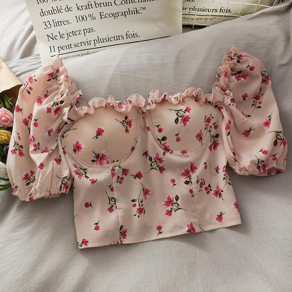 women's blouses & shirts summer fashion flower print blouse women retro gothic vacation crop chic korean girl 2021 clothes, White
women's blouses & shirts summer fashion flower print blouse women retro gothic vacation crop chic korean girl 2021 clothes, White