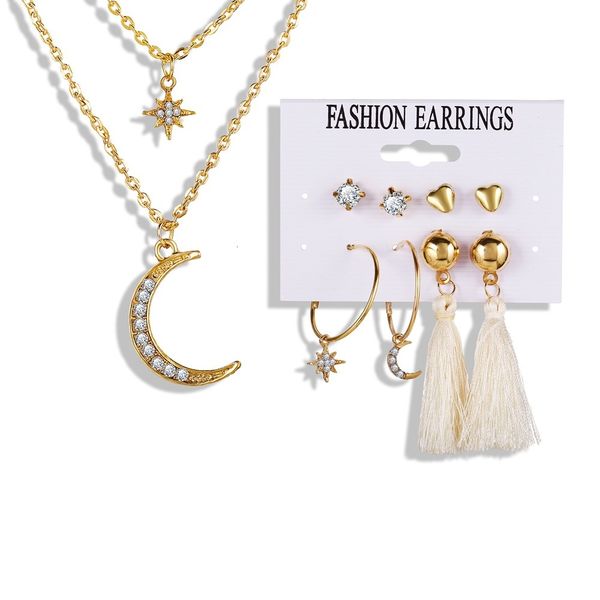 charms earrings 50979 hanzhishang tassel star moon necklace jewelry set 5 sets of creative alloy, Golden
charms earrings 50979 hanzhishang tassel star moon necklace jewelry set 5 sets of creative alloy, Golden