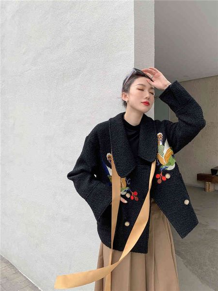 women's wool & blends cheerart designer coat women bird embroidered ribbon black tweed jacket fashion kawaii outerwear korean ps0p
women's wool & blends cheerart designer coat women bird embroidered ribbon black tweed jacket fashion kawaii outerwear korean ps0p
