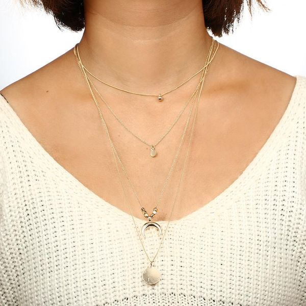 trendy moon horn round piece alloy multilayer necklace 4-layer vintage female christmas gift pendant necklaces, Silver
trendy moon horn round piece alloy multilayer necklace 4-layer vintage female christmas gift pendant necklaces, Silver
