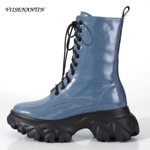 boots patent leather short autumn winter style platform women's lace-up ankle handsome motorcycle, Black
boots patent leather short autumn winter style platform women's lace-up ankle handsome motorcycle, Black
