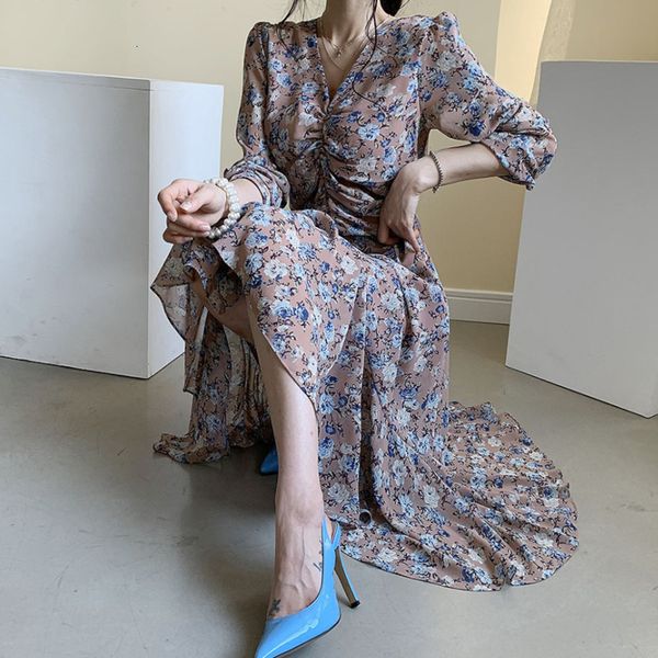 dress french women vintage korean big swing chic floral slim fit v-neck ruffles vestidos long sleeve boho chiffon dresses pbk3, Black;gray
dress french women vintage korean big swing chic floral slim fit v-neck ruffles vestidos long sleeve boho chiffon dresses pbk3, Black;gray