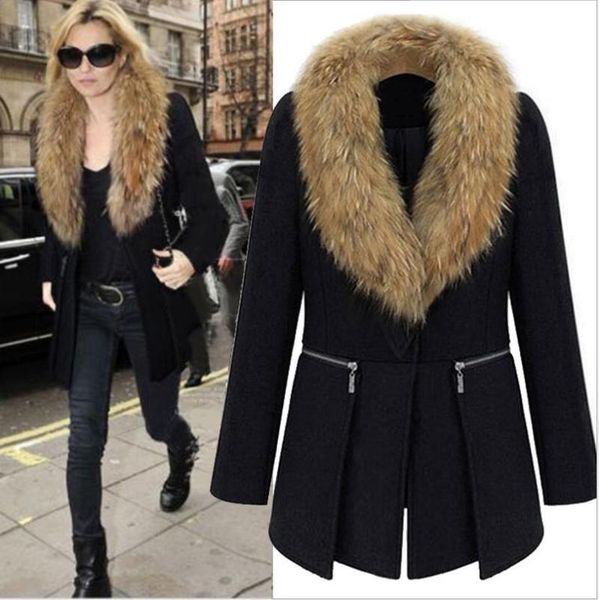 women's wool & blends winter coat women 2021 -6xl plus size fashion long-sleeved stitching woolen with fur collar slim overcoats bf44, Black
women's wool & blends winter coat women 2021 -6xl plus size fashion long-sleeved stitching woolen with fur collar slim overcoats bf44, Black