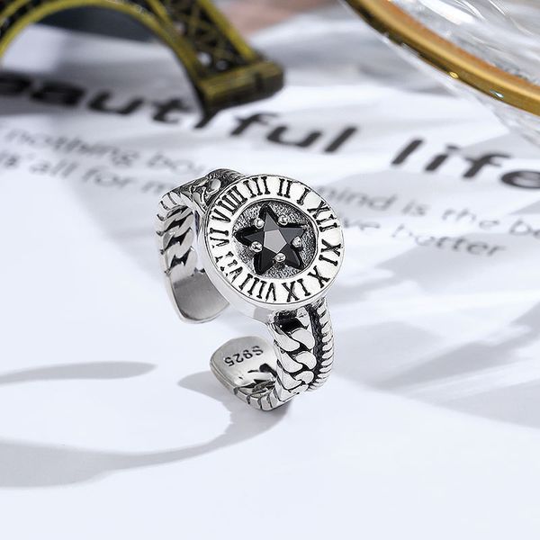 factory wholesale s925 silver dark design roman numeral five pointed star ring hea/rtsch/rome
factory wholesale s925 silver dark design roman numeral five pointed star ring hea/rtsch/rome
