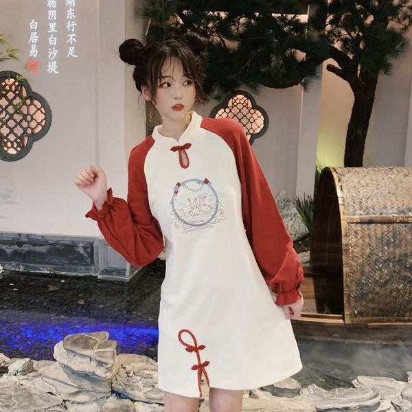casual dresses retro sweet dress female 2021 autumn and winter cheongsam sweatshirt stitching long sleeve short red, Black;gray
casual dresses retro sweet dress female 2021 autumn and winter cheongsam sweatshirt stitching long sleeve short red, Black;gray