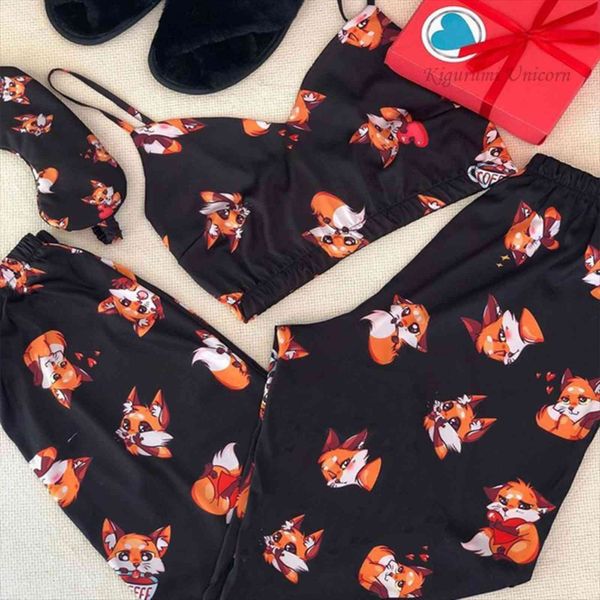 backless satin pajamas womens sleepwears animal fox print with pants loose spaghetti strap intimate lingerie sleepwear women pj set, Black;red
backless satin pajamas womens sleepwears animal fox print with pants loose spaghetti strap intimate lingerie sleepwear women pj set, Black;red