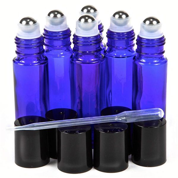 6, cobalt blue, 10 ml glass roll-on bottles with stainless steel roller balls black cap lid for aromath - .5 dropper included storage & jars
6, cobalt blue, 10 ml glass roll-on bottles with stainless steel roller balls black cap lid for aromath - .5 dropper included storage & jars