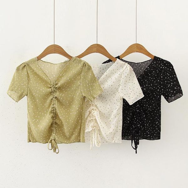 summer 2021 korean version of small floral v-neck chiffon short sleeved blouse rope design for the minority women's blouses & shirts, White
summer 2021 korean version of small floral v-neck chiffon short sleeved blouse rope design for the minority women's blouses & shirts, White