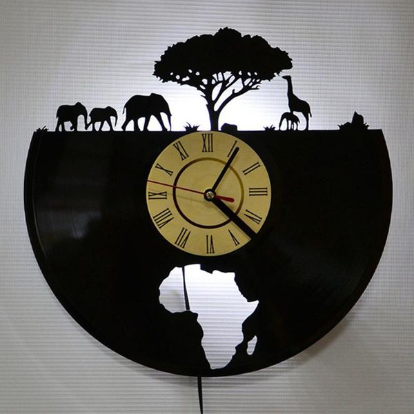 wall clocks record clock african animal retro night light with remote control lamp home decoration accessories
wall clocks record clock african animal retro night light with remote control lamp home decoration accessories