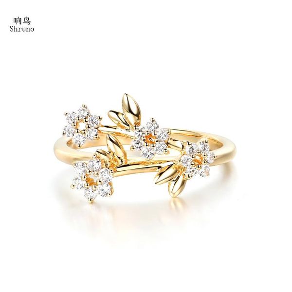 cluster rings shruno solid 18k yellow gold round si/h 0.28ct genuine natural diamond engagement ring women wedding party classic fine jewelr, Golden;silver 
cluster rings shruno solid 18k yellow gold round si/h 0.28ct genuine natural diamond engagement ring women wedding party classic fine jewelr, Golden;silver