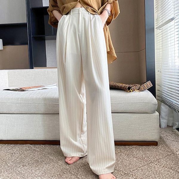 casual loose vertical stripe wide leg pants women office high waist suit classic spring straight trousers female women's & capris, Black;white 
casual loose vertical stripe wide leg pants women office high waist suit classic spring straight trousers female women's & capris, Black;white